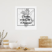 Minimalist City Maps Poster Line Art OCEANIA ポスター (キッチン)