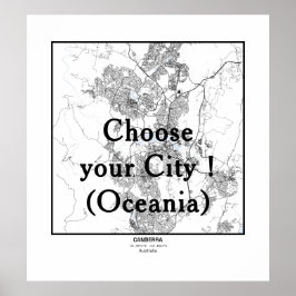 Minimalist City Maps Poster Line Art OCEANIA ポスター