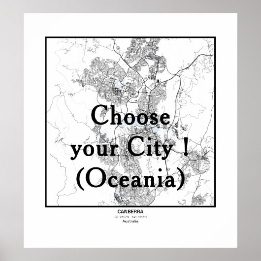Minimalist City Maps Poster Line Art OCEANIA ポスター (正面)