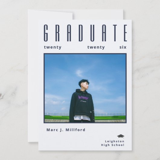 Minimalist class of 2026 Photo Graduation  招待状 (正面)