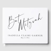 Minimalist Classic Black White Custom Bat Mitzvah ゲストブック (正面)
