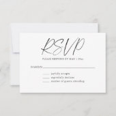 Minimalist Classic Black White Modern Bat Mitzvah 出欠カード (正面)
