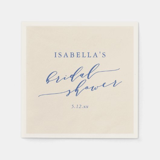 Minimalist Classic Blue Chic Bridal Shower Custom スタンダードカクテルナプキン (正面)