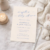 Minimalist Classic Blue Script Couples Baby Shower 招待状