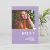 Minimalist Classic Elegant Lavender Graduation 招待状 (スタンド正面)