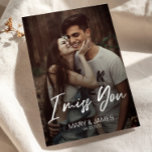 Minimalist classic funny I miss you modern photo ポストカード<br><div class="desc">Minimalist and modern "I miss you" photo Postcard. This photo postcard has a photo template that can be customized, as well as a wonderful typography overlay that reads "I miss you" in white letters. Personalize the back of this card with your own message. Customize this postcard by adding your own...</div>