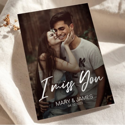 Minimalist classic funny I miss you modern photo ポストカード