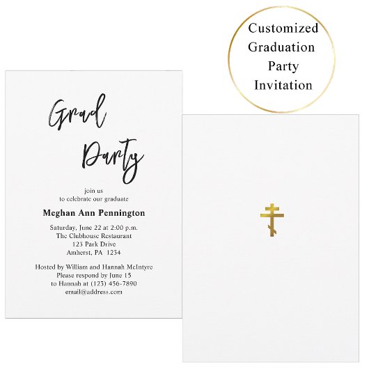 Minimalist Classic Orthodox Graduation Party 招待状