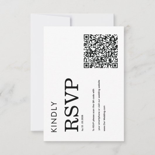 minimalist classic QR black and white RSVP card (正面)
