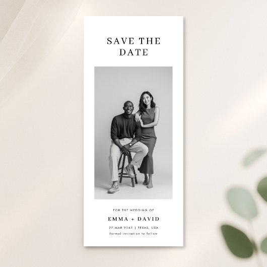 Minimalist Classic Studio Photo Wedding Bookmark セーブザデート