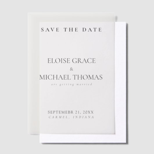 Minimalist Classic Wedding Save The Date  ベラム紙招待状 (オフセット)