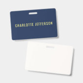 Minimalist Classical Professional Blue Color Name バッジ (正面＆裏面)