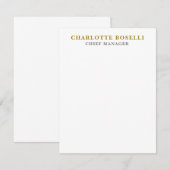 Minimalist Classical Professional Gold Color ノートカード (正面/裏面)