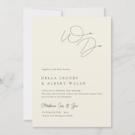 Minimalist Classy Calligraphy Ivory Wedding 招待状