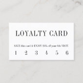 Minimalist Clean Black White Salon  ロイヤリティカード (正面)