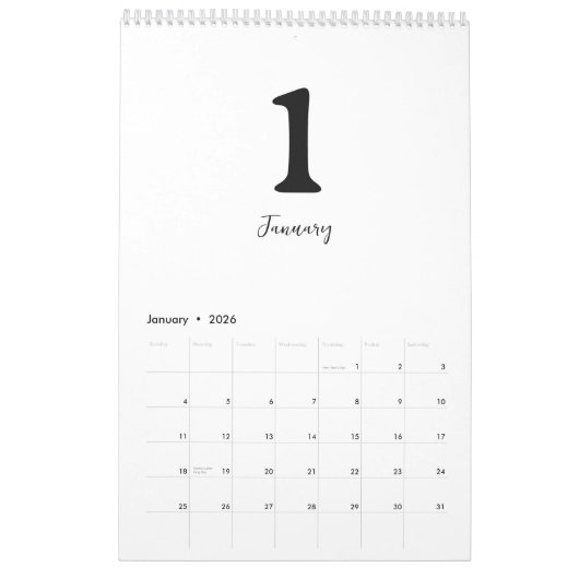 Minimalist Clean Modern Design Calendar カレンダー (1月 2026)