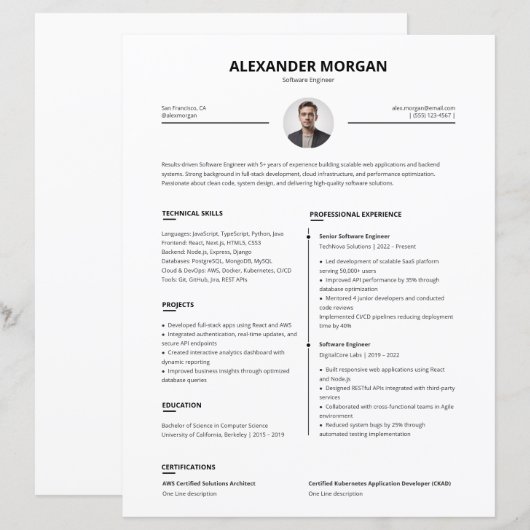 Minimalist Clean Professional Pro Resume (正面/裏面)