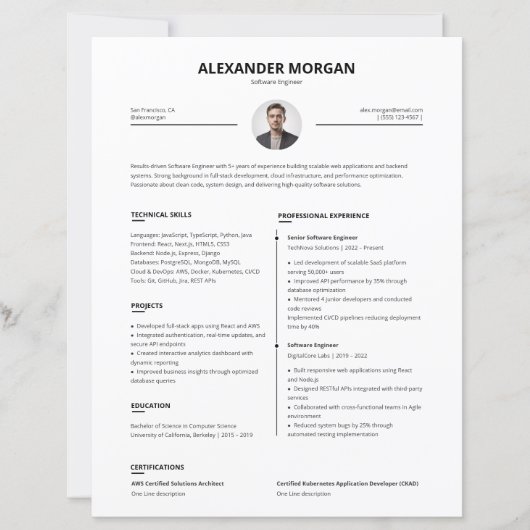 Minimalist Clean Professional Pro Resume  (正面)