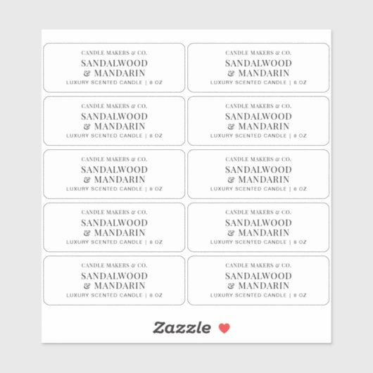 Minimalist Clear Candle Tin 3x1" Rectangle Label シール (シート)