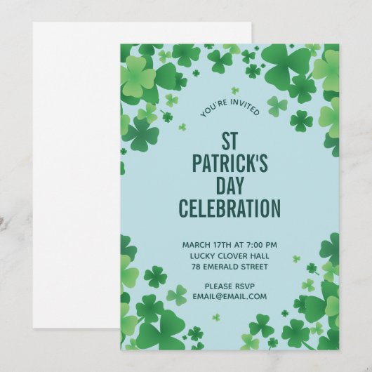 Minimalist Clover Frame Invitation 招待状 (正面/裏面)