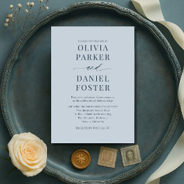 Minimalist Coastal Blue Wedding Invitation 招待状