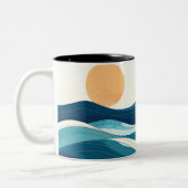 Minimalist Coastal Line Art Coffee Cup mug ツートーンマグカップ (左)