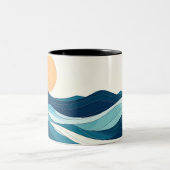 Minimalist Coastal Line Art Coffee Cup mug ツートーンマグカップ (中央)
