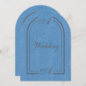Minimalist Cobalt Blue and Gray Arch Wedding 招待状 (正面/裏面)
