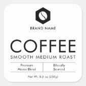 Minimalist Coffee Beans Pouch Jar Packaging Design スクエアシール (正面)
