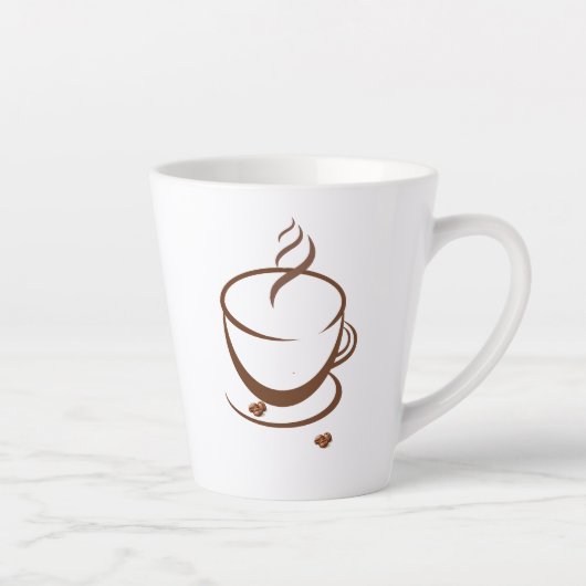 Minimalist Coffee Cup Line Art Mug with Roasted Be カフェラテマグ (右)