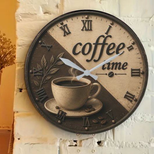 Minimalist Coffee Time ラージ壁時計