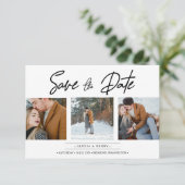 Minimalist Collage 3 Custom Photos Engaged Couple (スタンド正面)