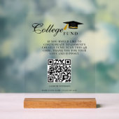 Minimalist College Fund QR Code Sign Graduation アクリルサイン (ニュートラル)