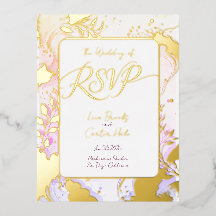 Minimalist Colorful Watercolor Foil Invitation