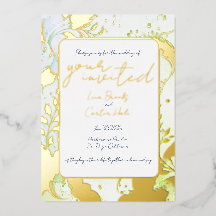 Minimalist Colorful Watercolor Foil Invitation