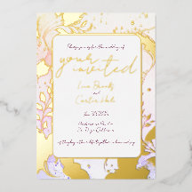 Minimalist Colorful Watercolor Foil Invitation