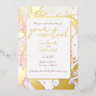 Minimalist Colorful Watercolor Foil Invitation 箔招待状