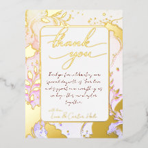 Minimalist Colorful Watercolor Foil Thank You Card