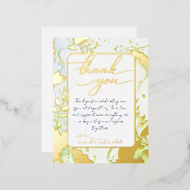Minimalist Colorful Watercolor Foil Thank You Card 箔招待状ポストカード