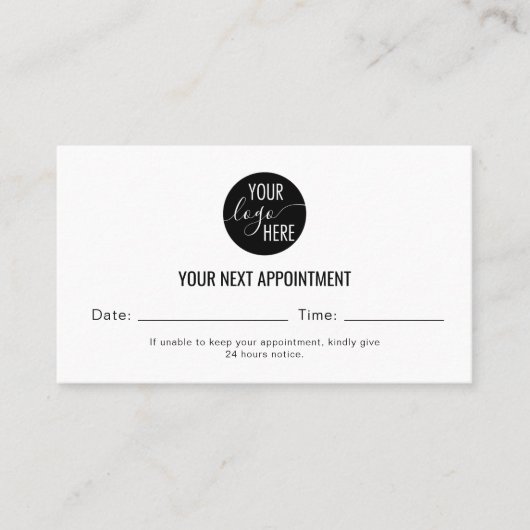 Minimalist Company Logo Next Appointment Cards 予約カード (正面)