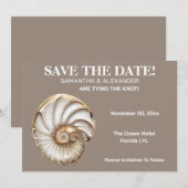 Minimalist Conch Shell Save The Date Card 招待状 (正面/裏面)