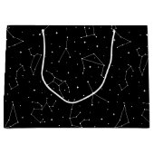 Minimalist Constellation Pattern in Black & White ラージペーパーバッグ (正面)