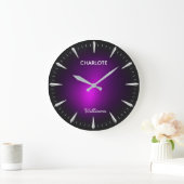 Minimalist Contemporary Modern Purple ラージ壁時計 (ホーム)