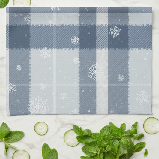 Minimalist Cool Gray Plaid Kitchen Towel – Neutral キッチンタオル (折り畳み)