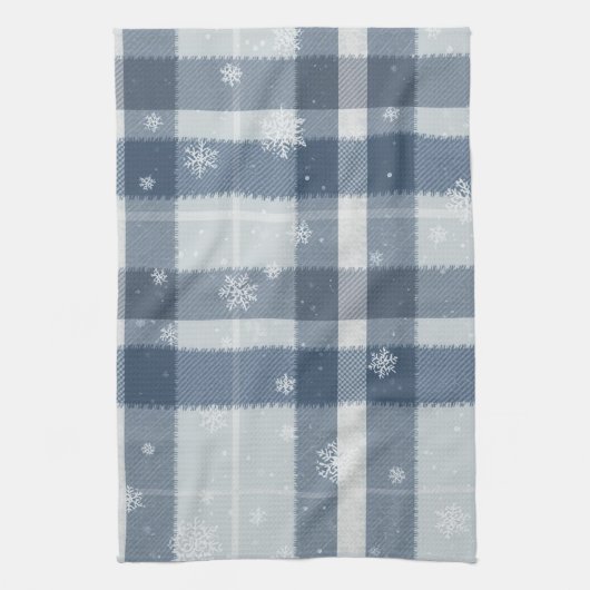 Minimalist Cool Gray Plaid Kitchen Towel – Neutral キッチンタオル (縦)