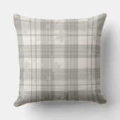 Minimalist Cool Gray Snowflake Plaid Throw Pillow クッション (裏面)