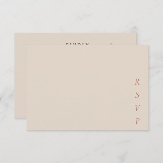 Minimalist Copper Desert Cocoa Script Wedding 出欠カード (正面/裏面)