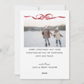 Minimalist Coquette Red Bow Christmas 2 Photo シーズンカード (裏面)