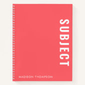 Minimalist Coral Schoolのサブジェクト名 ノートブック (正面)