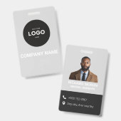 Minimalist Corporate Executive Photo Business Card バッジ (正面＆裏面)